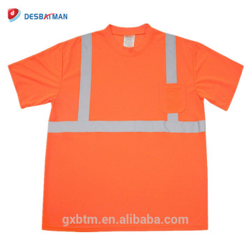 Obras ao ar livre de Obras de Segurança ao ar livre Oi Vis Reflexivo t Por Atacado Classe 2 Pescoço de Tripulação de Alta Visibilidade da t-shirt da equipe